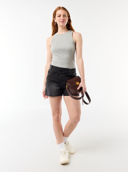 Short de ganga de cintura subida - Kiabi