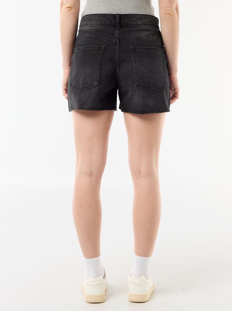 Short de ganga de cintura subida Preto - Kiabi