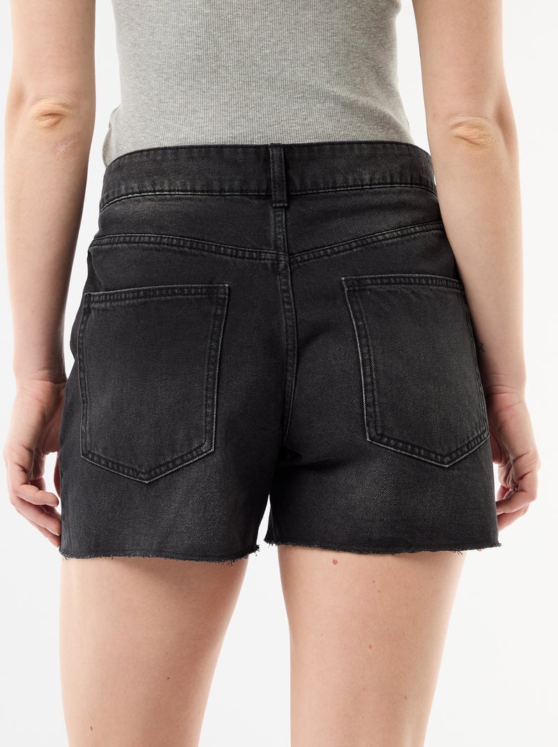 Short de ganga de cintura subida Preto - Kiabi