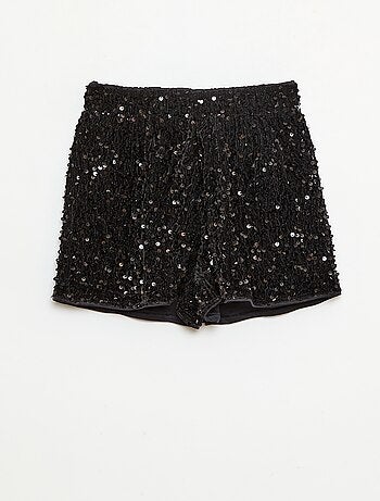 Short de lantejoulas liso