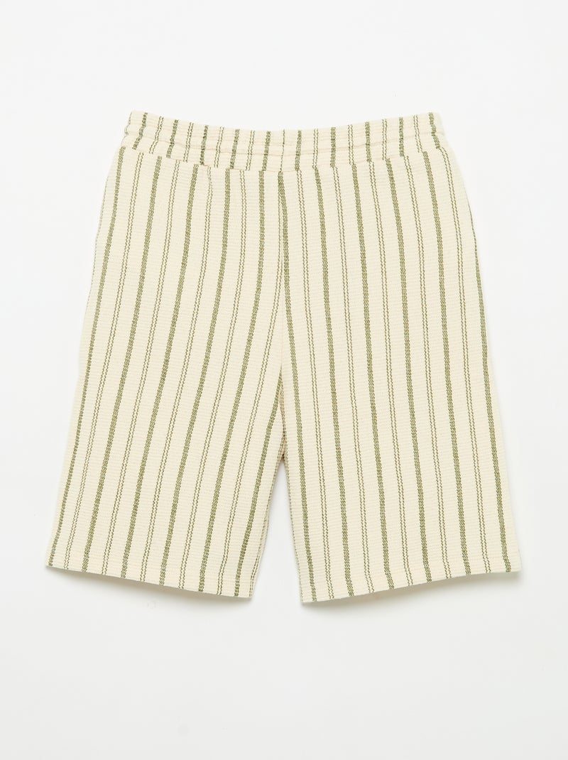 Short de malha às riscas Beige - Kiabi