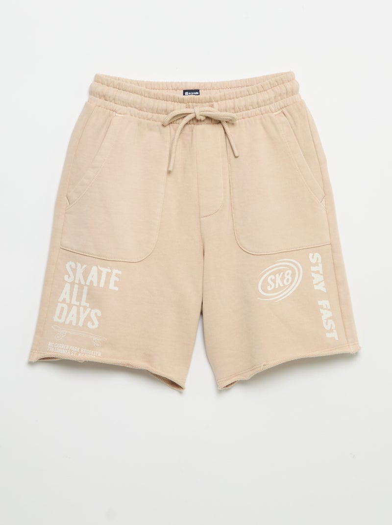 Short de moletão leve estampado Bege - Kiabi