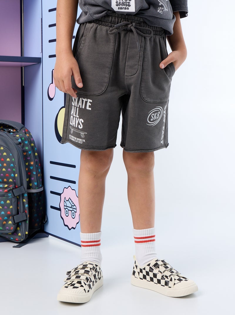 Short de moletão leve estampado Cinza - Kiabi