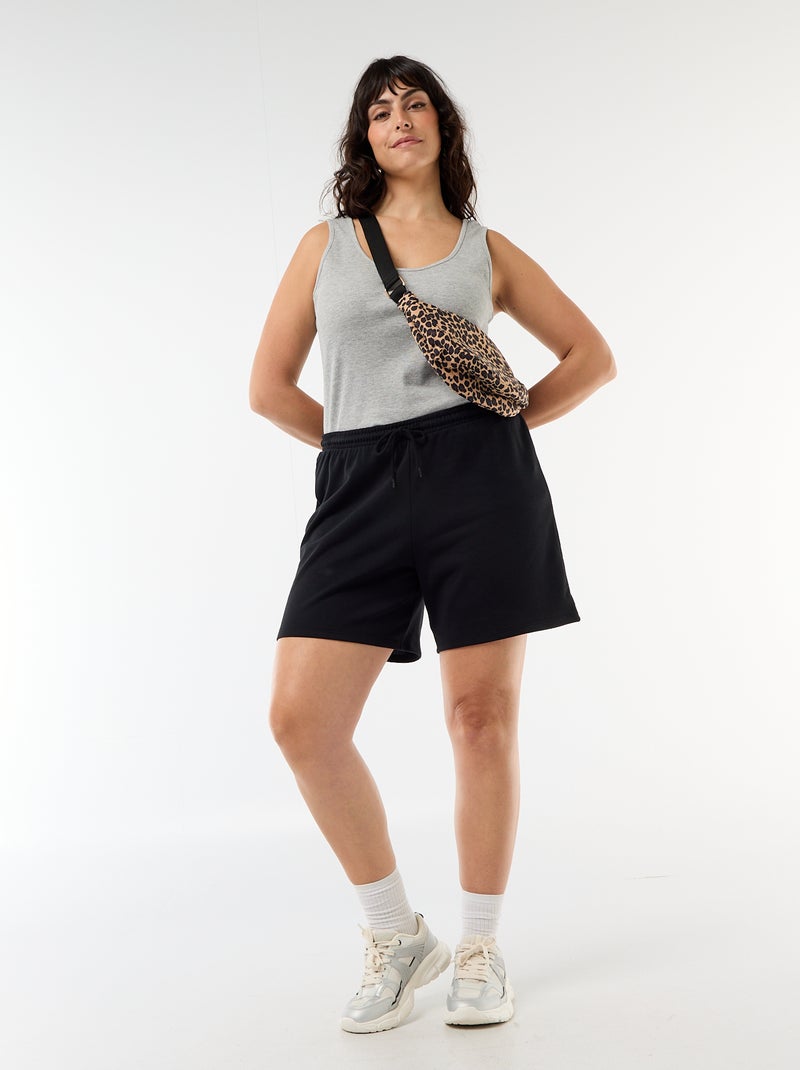 Short de moletom leve liso Preto - Kiabi