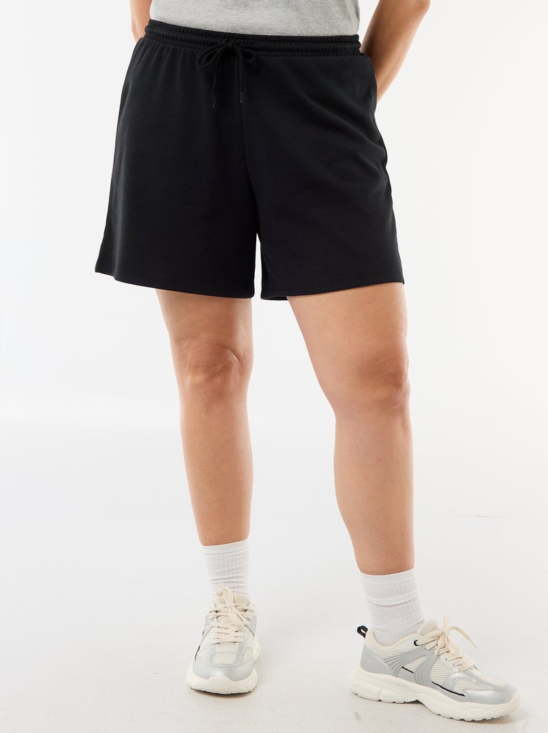 Short de moletom leve liso Preto - Kiabi
