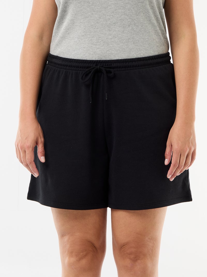 Short de moletom leve liso Preto - Kiabi