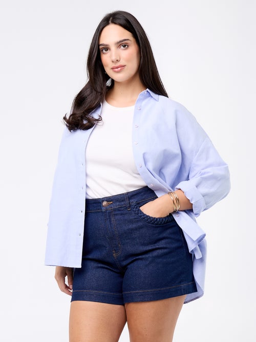 Short em ganga com bolsos entrançados - Kiabi