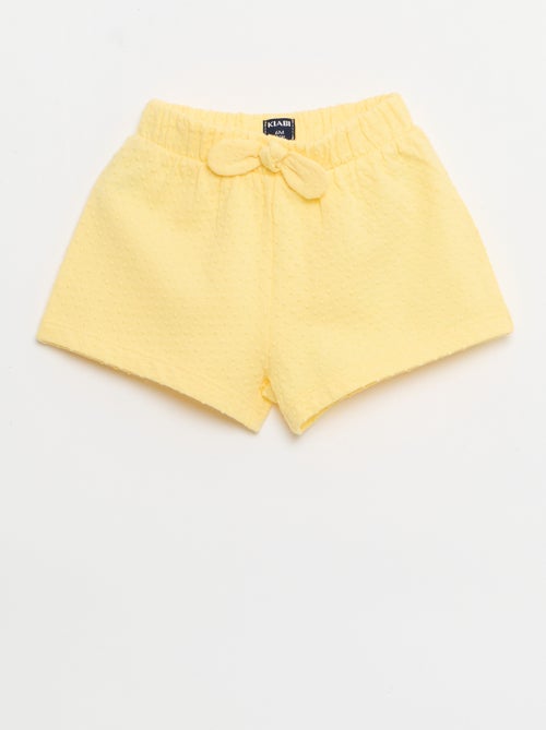 Short em malha jacquard liso com laço fantasia - Kiabi