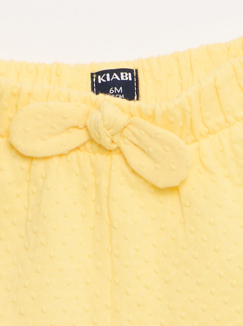 Short em malha jacquard liso com laço fantasia Amarelo - Kiabi