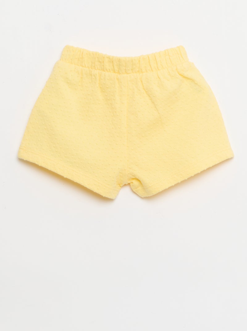 Short em malha jacquard liso com laço fantasia Amarelo - Kiabi