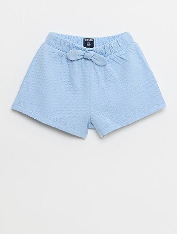 Short em malha jacquard liso com laço fantasia