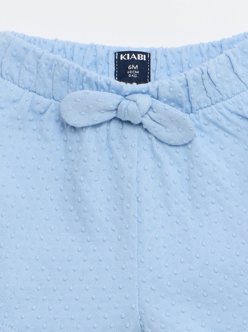 Short em malha jacquard liso com laço fantasia Azul - Kiabi