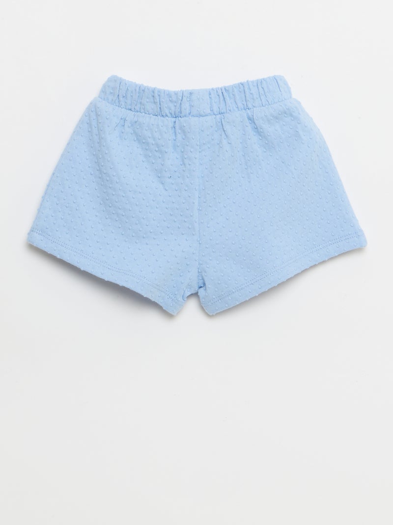 Short em malha jacquard liso com laço fantasia Azul - Kiabi