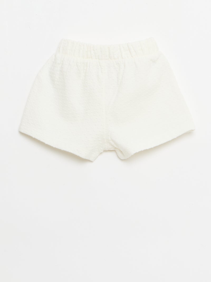 Short em malha jacquard liso com laço fantasia Branco - Kiabi