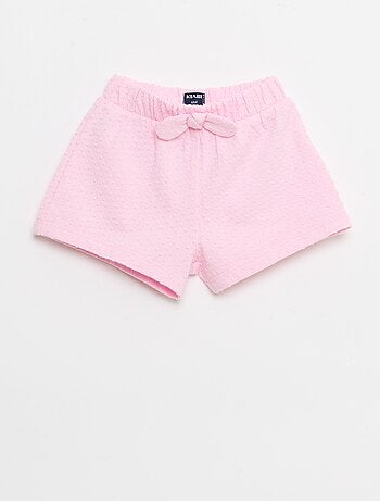 Short em malha jacquard liso com laço fantasia