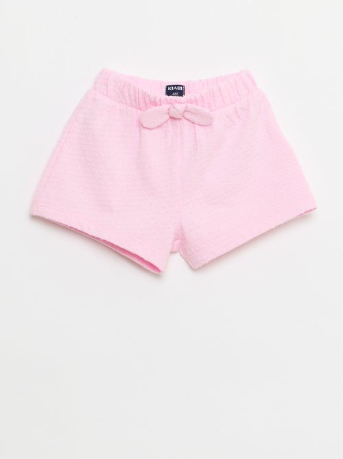 Short em malha jacquard liso com laço fantasia - Kiabi