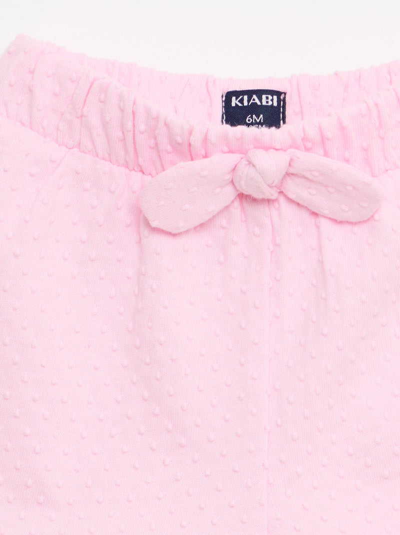 Short em malha jacquard liso com laço fantasia Rosa - Kiabi