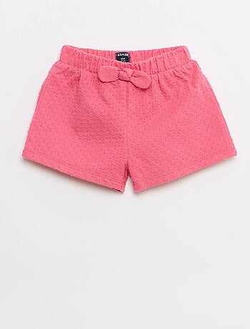 Short em malha jacquard liso com laço fantasia