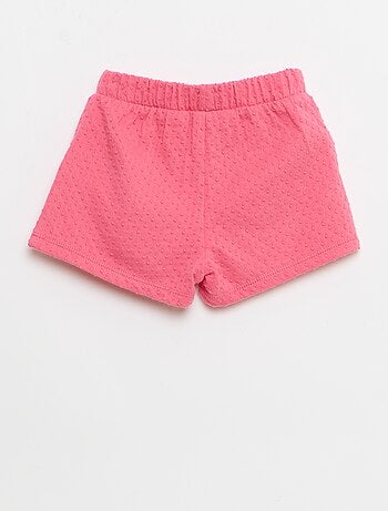 Short em malha jacquard liso com laço fantasia