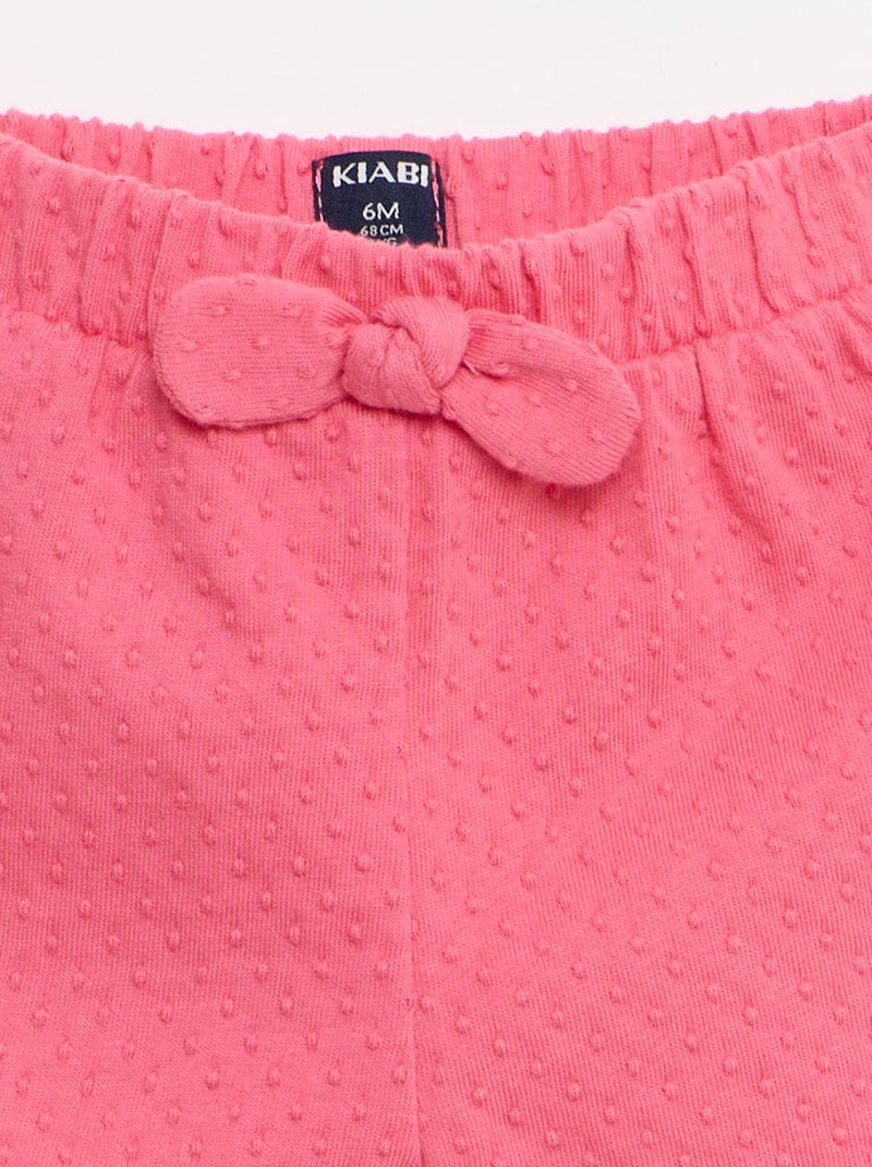 Short em malha jacquard liso com laço fantasia Rosa - Kiabi