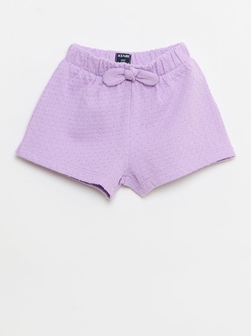 Short em malha jacquard liso com laço fantasia - Kiabi