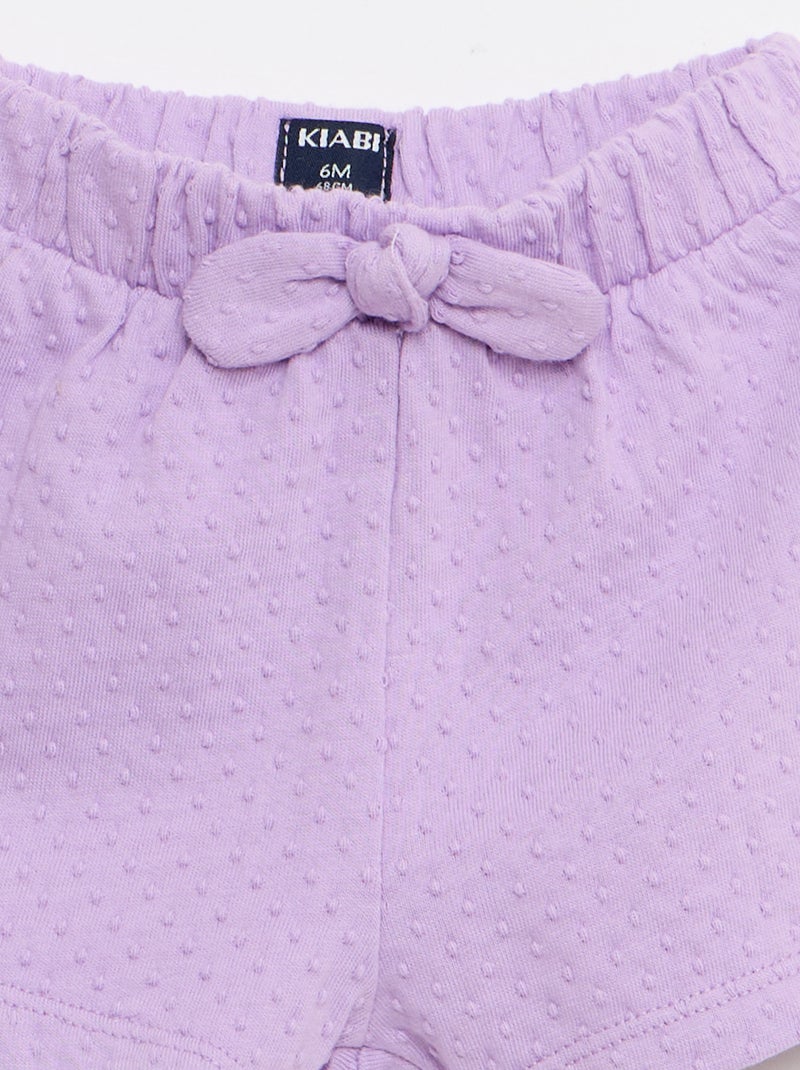 Short em malha jacquard liso com laço fantasia Violeta - Kiabi