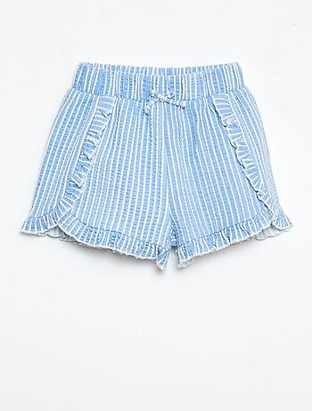 Short em malha waffle com folho