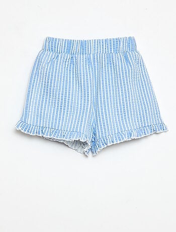 Short em malha waffle com folho