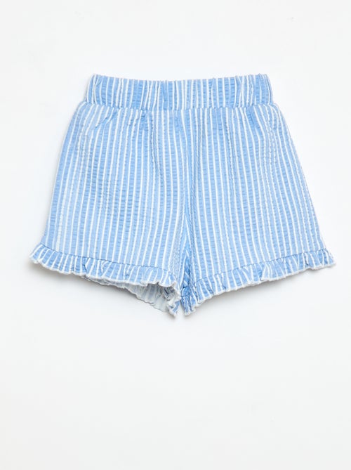 Short em malha waffle com folho - Kiabi