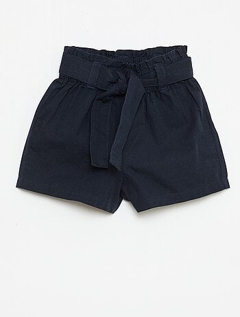 Short em popeline com cinto para amarrar