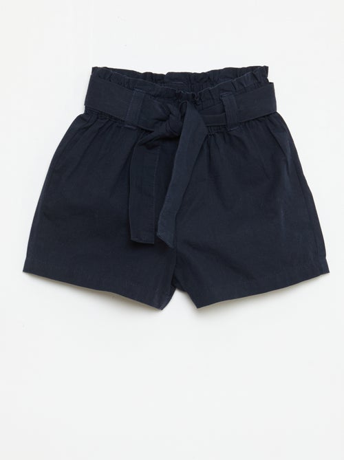 Short em popeline com cinto para amarrar - Kiabi