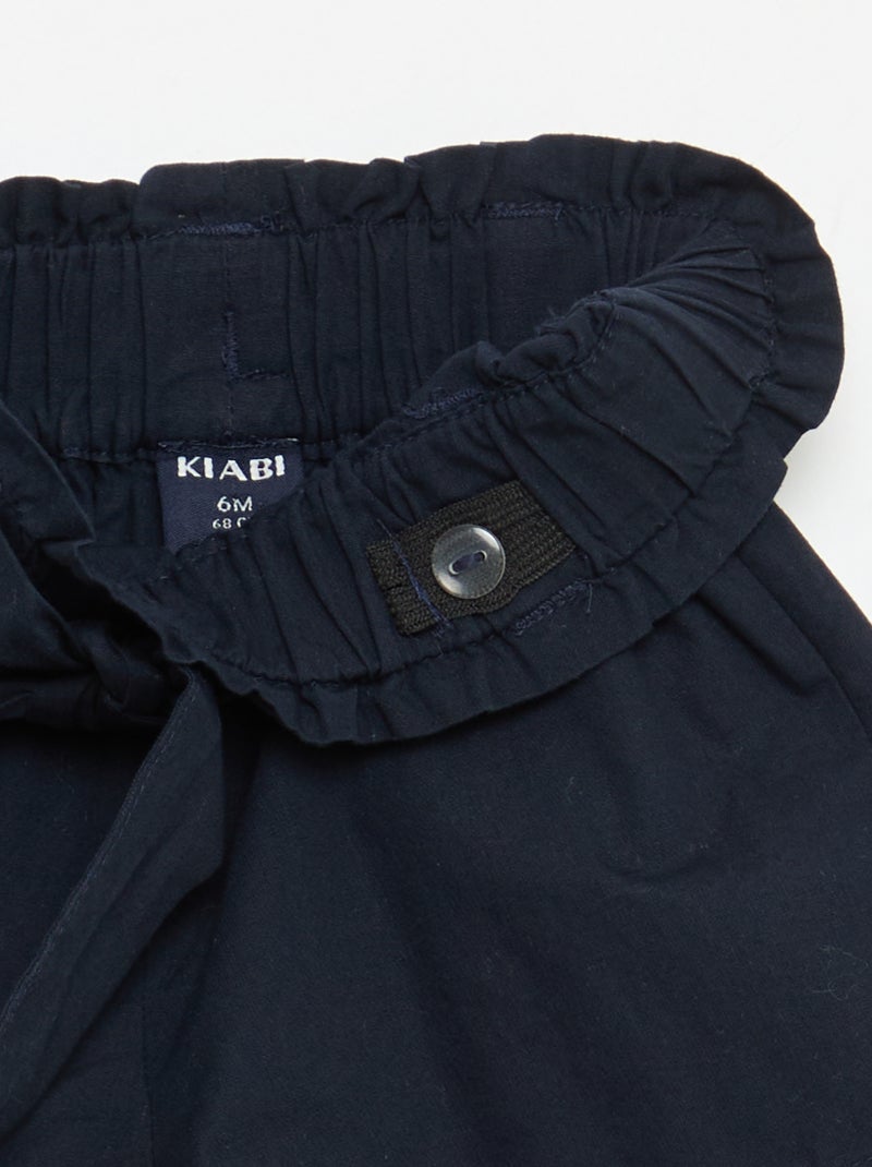 Short em popeline com cinto para amarrar Azul - Kiabi