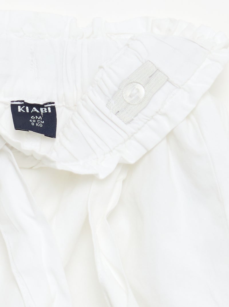 Short em popeline com cinto para amarrar Branco - Kiabi