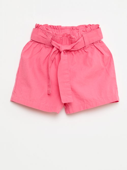 Short em popeline com cinto para amarrar - Kiabi