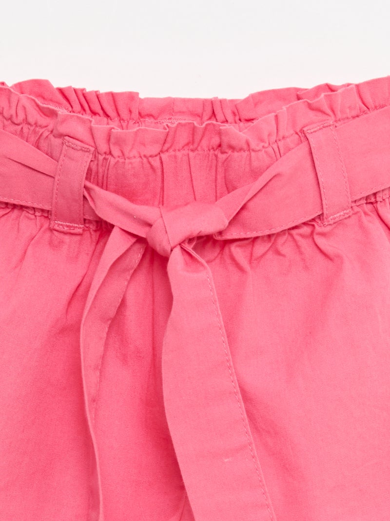 Short em popeline com cinto para amarrar Rosa - Kiabi