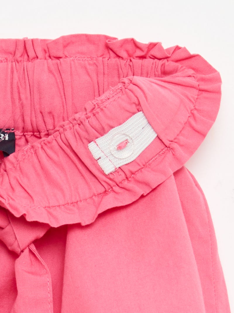 Short em popeline com cinto para amarrar Rosa - Kiabi
