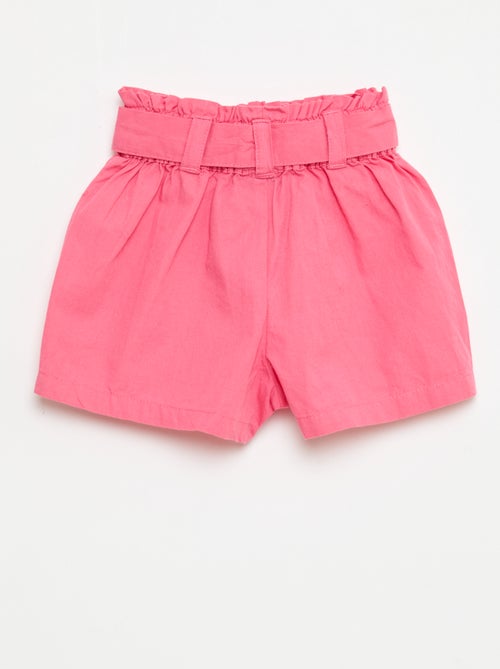 Short em popeline com cinto para amarrar - Kiabi