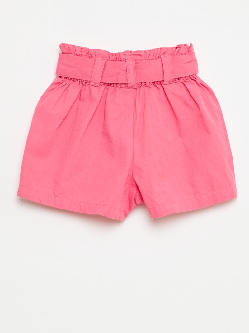 Short em popeline com cinto para amarrar Rosa - Kiabi