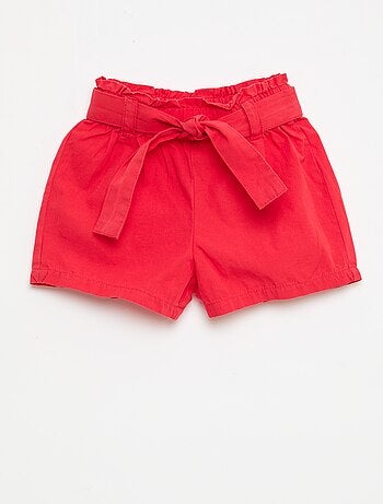 Short em popeline com cinto para amarrar