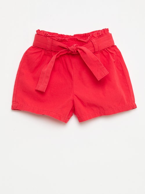 Short em popeline com cinto para amarrar - Kiabi