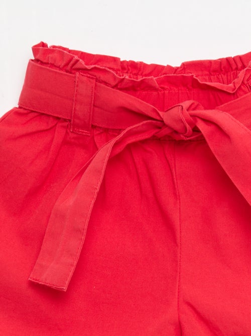 Short em popeline com cinto para amarrar - Kiabi