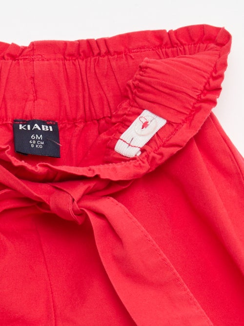 Short em popeline com cinto para amarrar - Kiabi