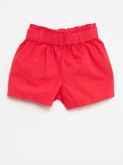 Short em popeline com cinto para amarrar - Kiabi