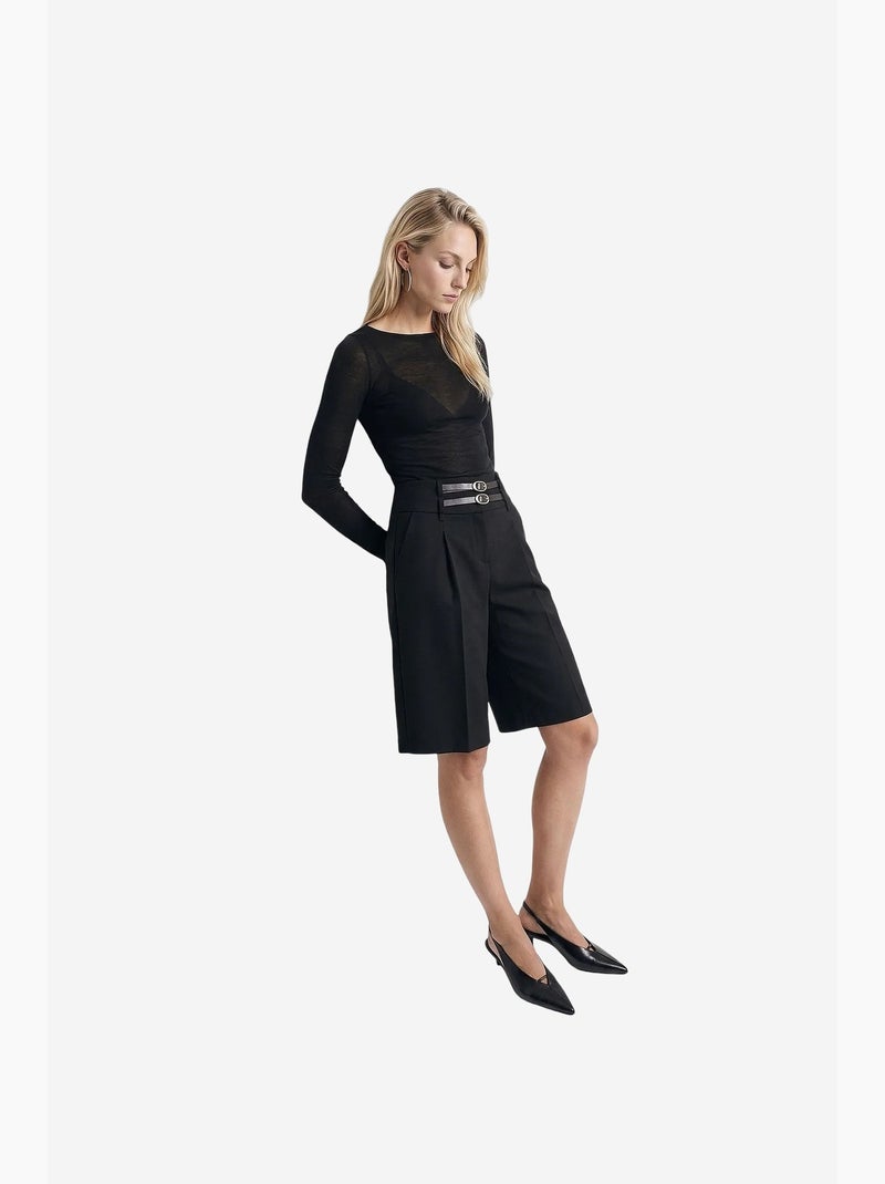 Short feminino alfaiatado de vestir dilvin Preto - Kiabi
