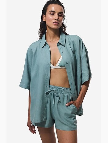 Short feminino com cós elástico e cintura média penti