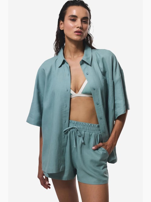 Short feminino com cós elástico e cintura média penti - Kiabi Short feminino com cós elástico e cintura média penti - Kiabi