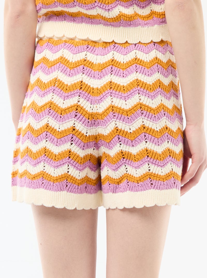 Short Largo em Crochê Bege - Kiabi