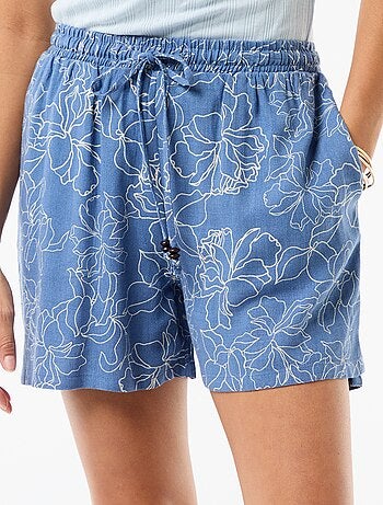 Short leve com 2 bolsos em linho misto