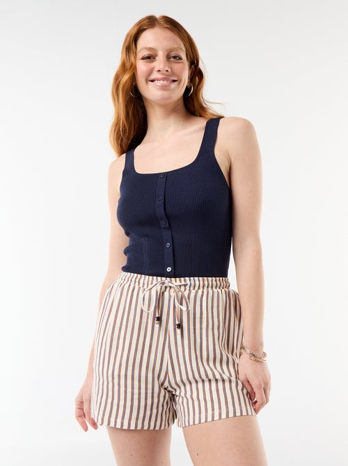 Short leve com 2 bolsos em linho misto - Kiabi