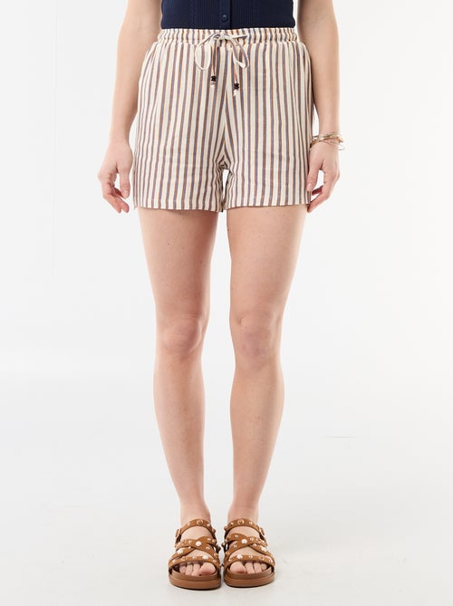 Short leve com 2 bolsos em linho misto - Kiabi